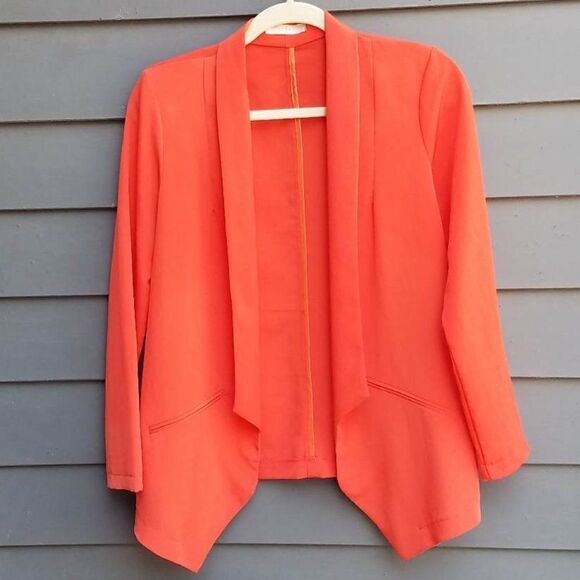 Orangish/Red LUSH Lightweight Topper/Open Front Jacket Size Small - Picture 7 of 7